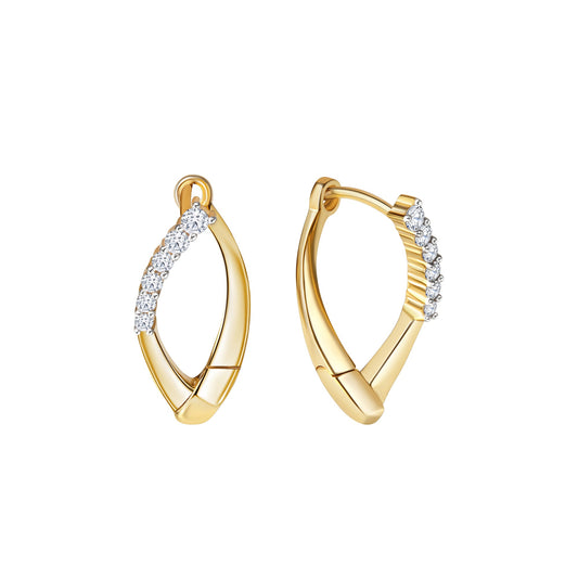 Klappcreolen aus 375/- Gelbgold bicolor 12 Zirkonia weiß