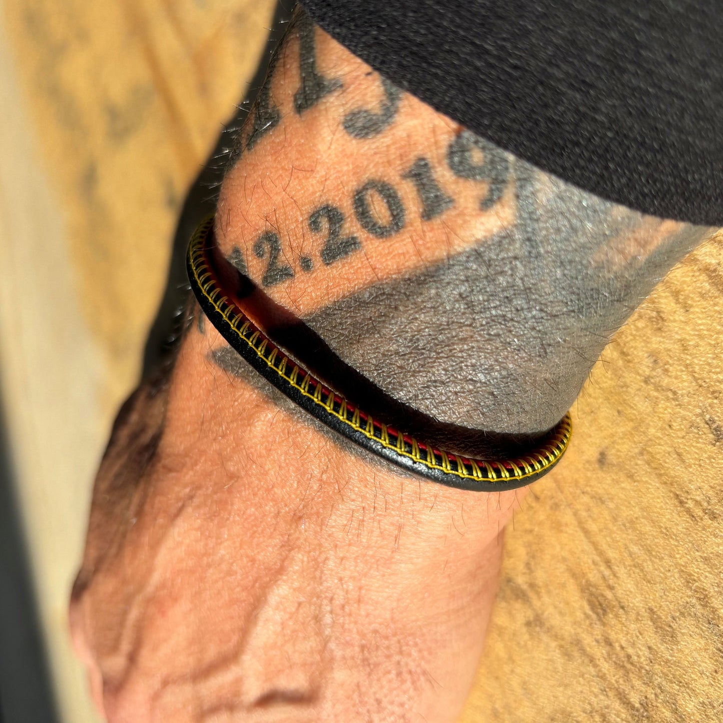 Armband Lederband Edelstahl 21cm