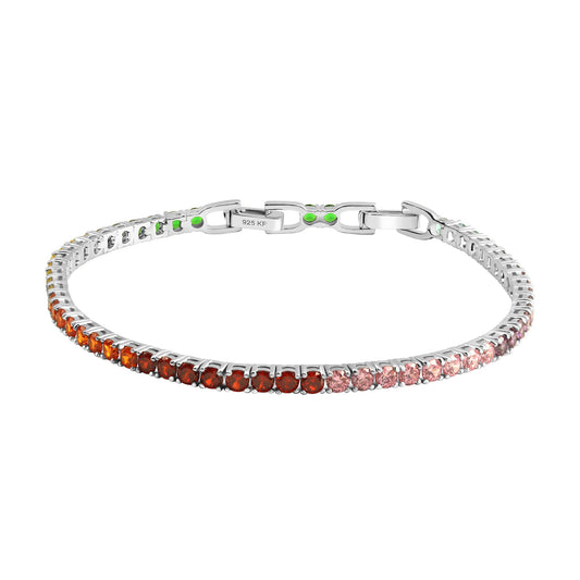Armband aus 925/- Sterling Silber rhodiniert mit 57 Zirkonia multicolor