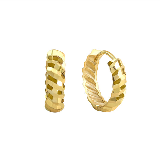 Fascination by Ellen K. - Damen-Ohrringe Gold 375 Creolen diamantiert 14mm Durchmesser