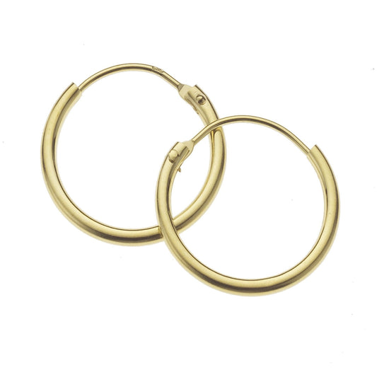Fascination by Ellen K. - Damen-Creolen aus echtem 585 Gelbgold mit 15mm Durchmesser