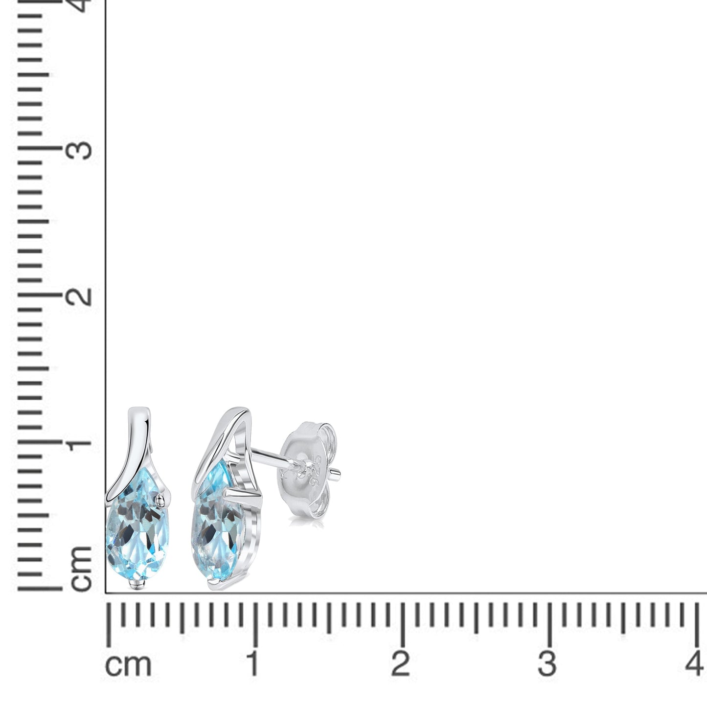 Ohrringe 925/- Sterling Silber rhodiniert 1,2cm Blautopas beh.