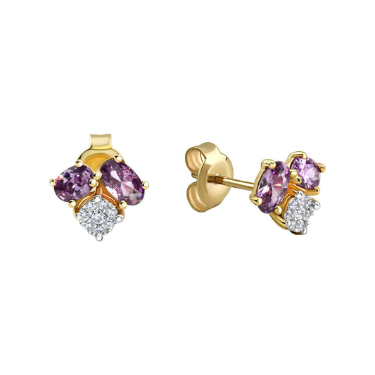 Fascination by Ellen K. - Damen-ohrringe 375 Gelbgold mit echtem Amethyst und Zirkonia