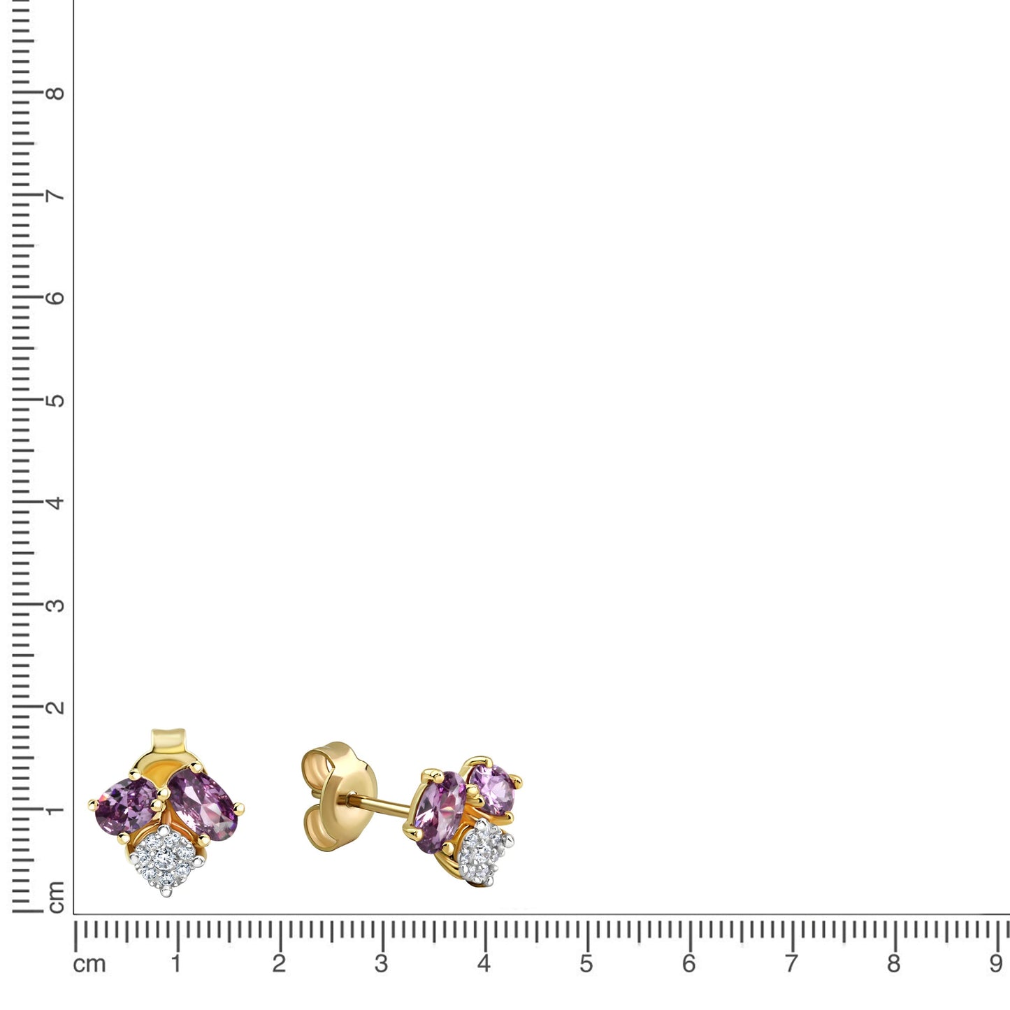 Ohrringe 375/- Gold Rhodiniert 0,8cm Amethyst