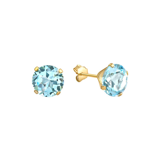 Fascination by Ellen K. - Damen-Ohrstecker aus 585 Gelbgold mit echtem Blautopas (beh.) 7mm