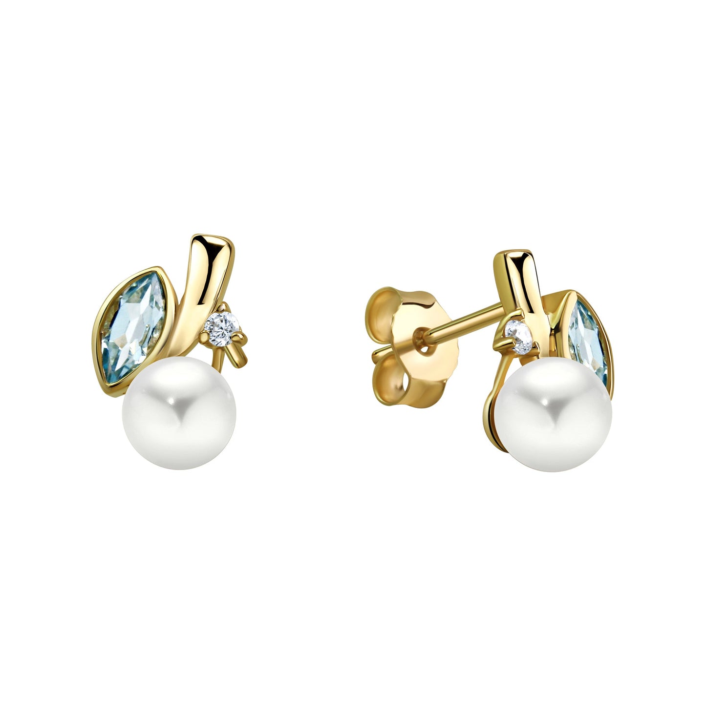 Ohrringe 375/- Gold 1,3cm Blautopas beh.