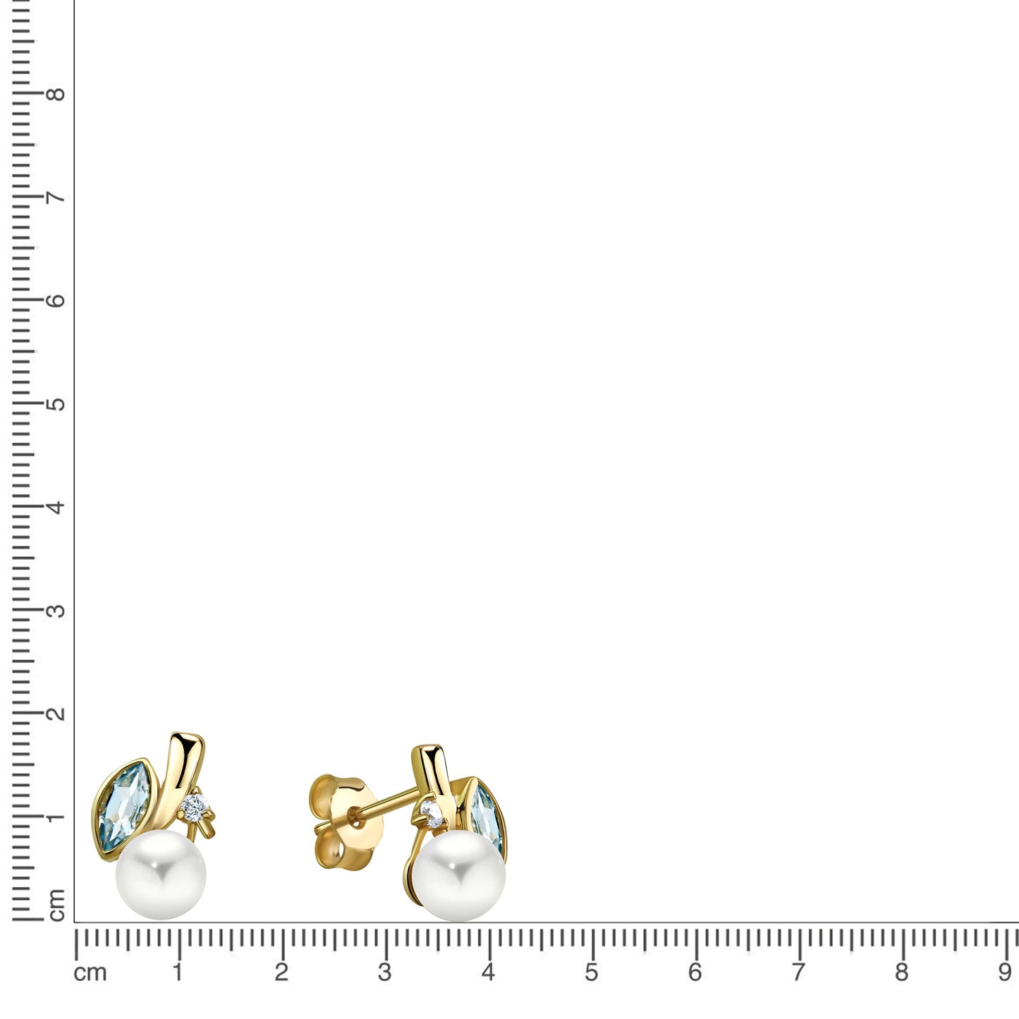 Ohrringe 375/- Gold 1,3cm Blautopas beh.