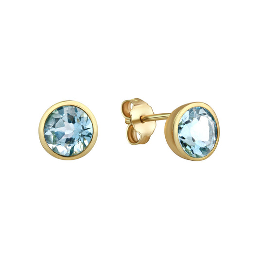 Fascination by Ellen K. - Damen-Ohrstecker aus 375 Gelbgold mit 2 natürlichen Blautopasen (beh.) 7mm