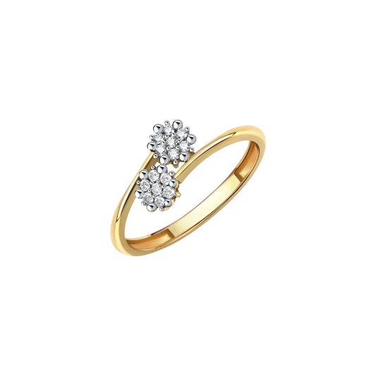 Fascination by Ellen K. - Damen-Ring aus 375 Gelbgold mit 14 weißen glänzenden Zirkonia-Steinen