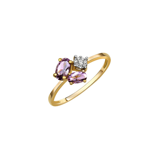Fascination by Ellen K. - Damen-Ring 375 Gelbgold mit Amethyst und Zirkonia weiß