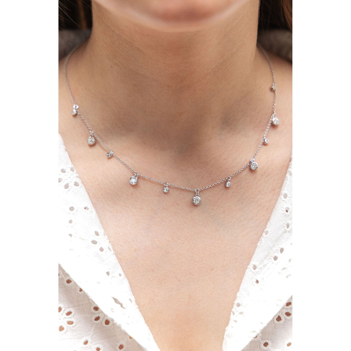 Halskette Ankerkette 925/- Sterling Silber rhodiniert 45,0cm Zirkonia