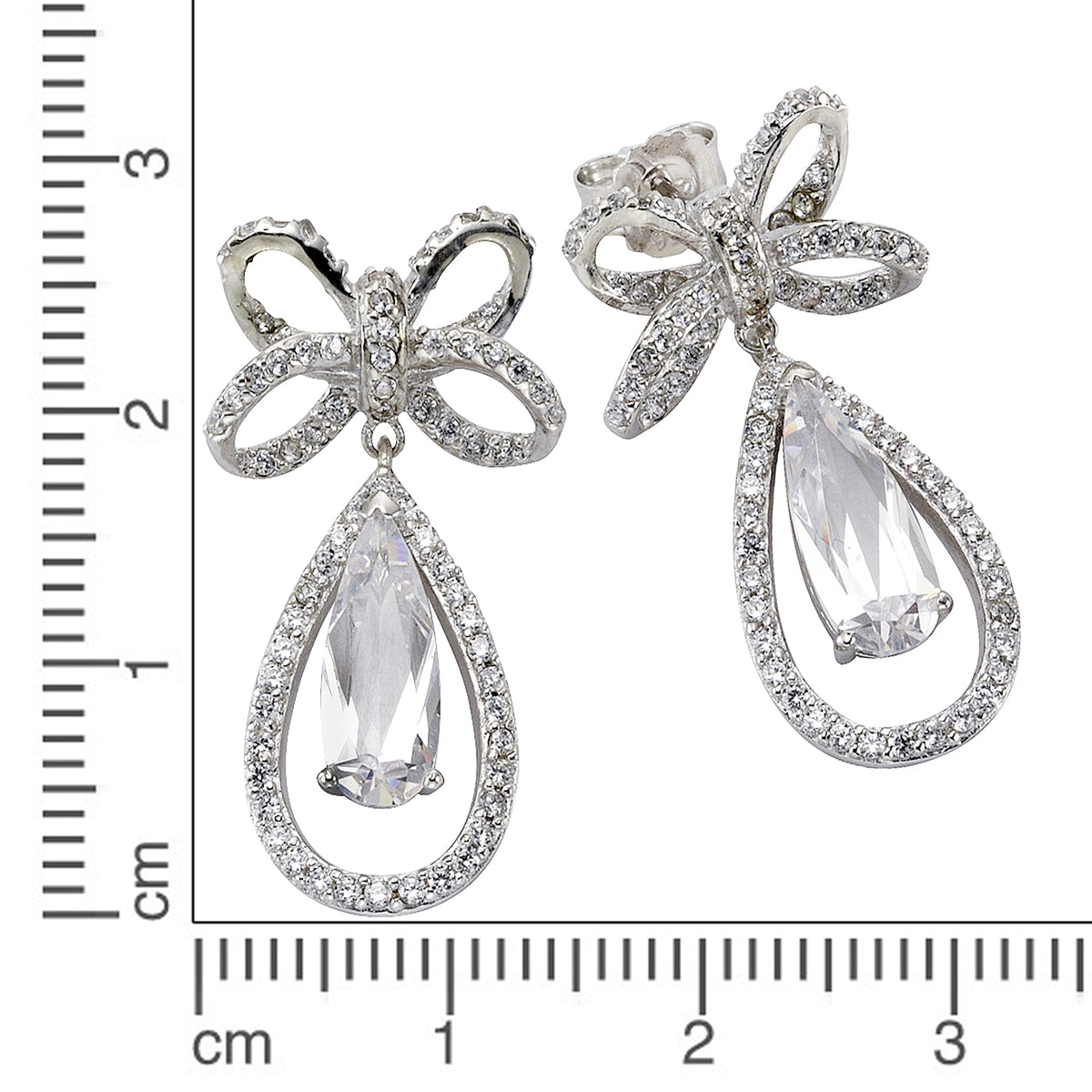 Ohrhänger 925/- Sterling Silber rhodiniert 2,9cm Zirkonia