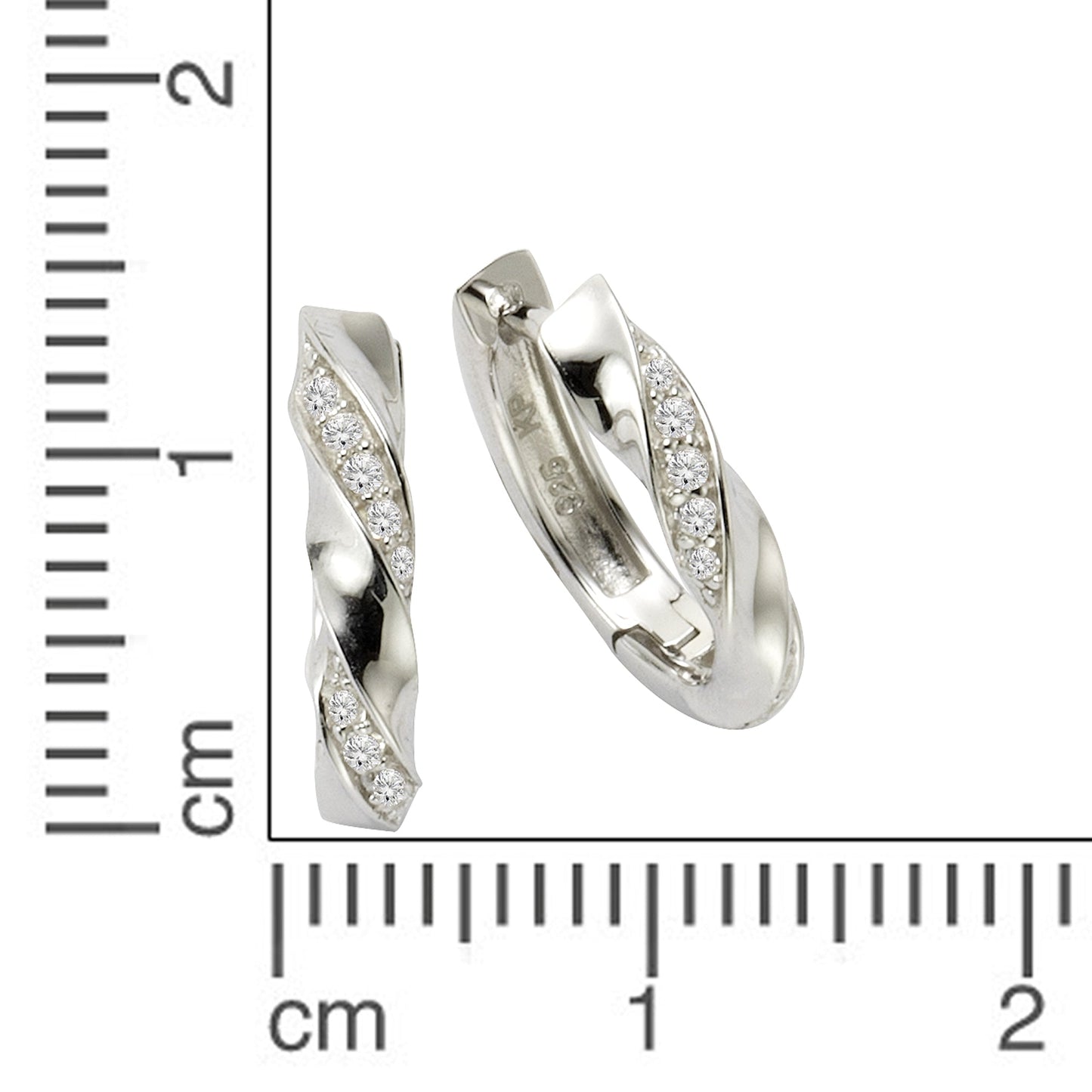 Ohrringe 925/- Sterling Silber rhodiniert 1,5cm Zirkonia