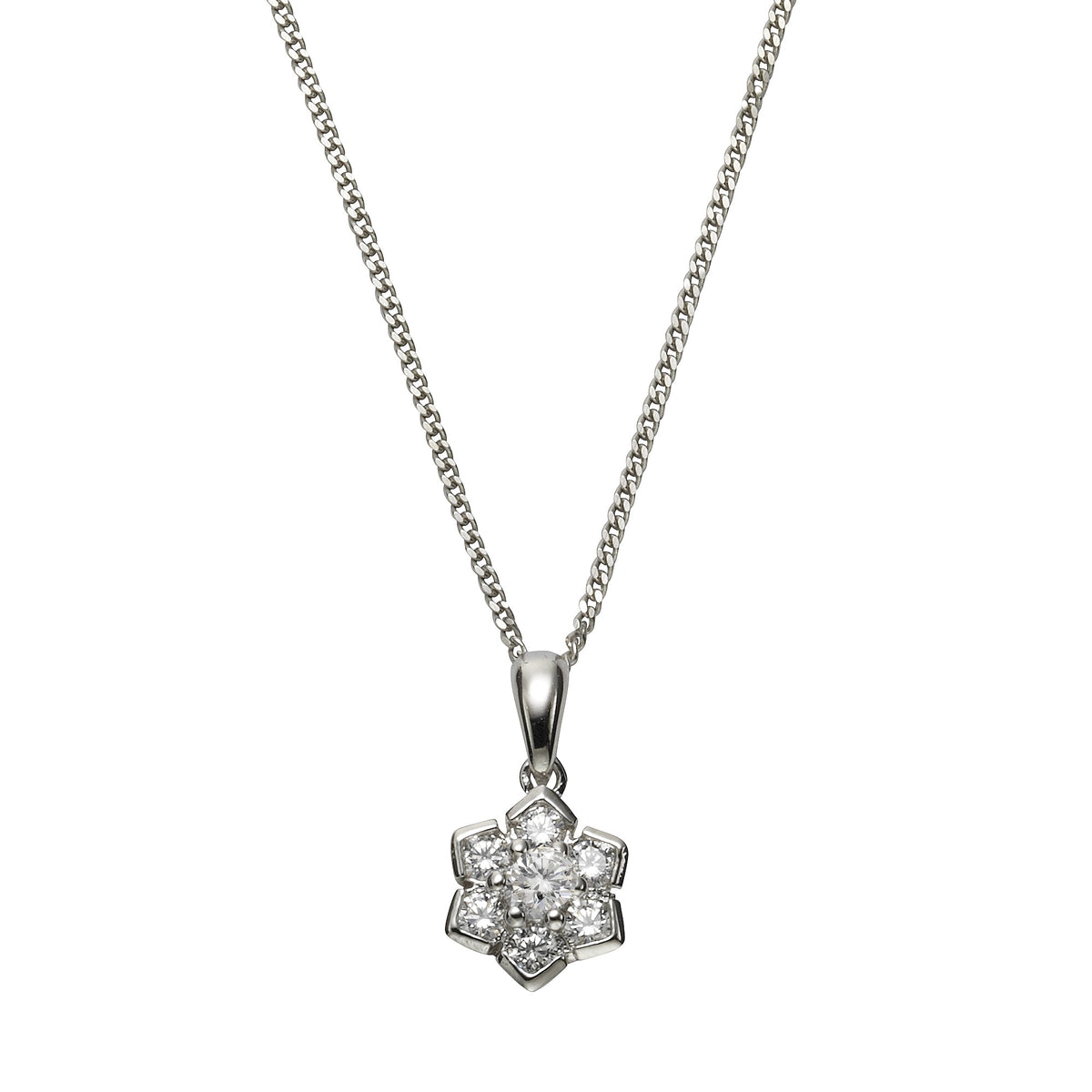 Halskette Panzerkette 925/- Sterling Silber rhodiniert 45cm Zirkonia