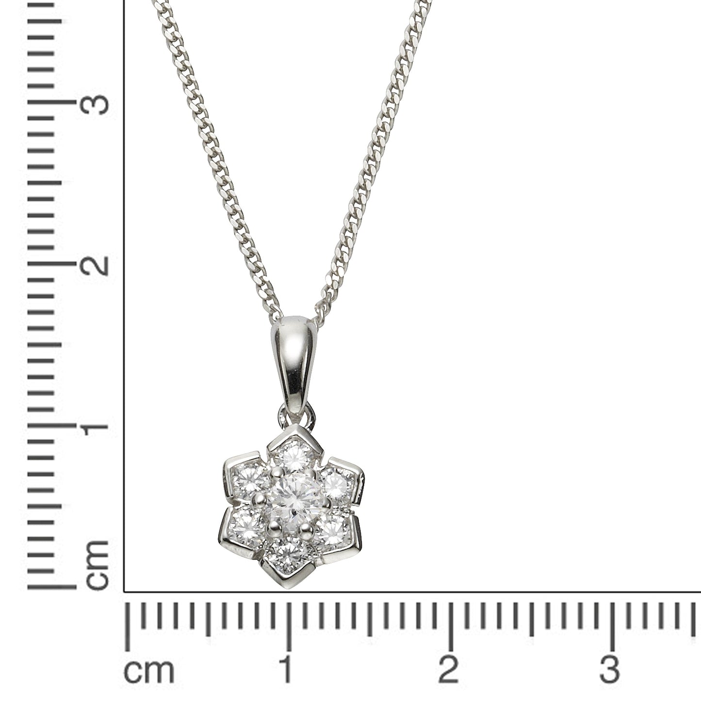 Halskette Panzerkette 925/- Sterling Silber rhodiniert 45cm Zirkonia