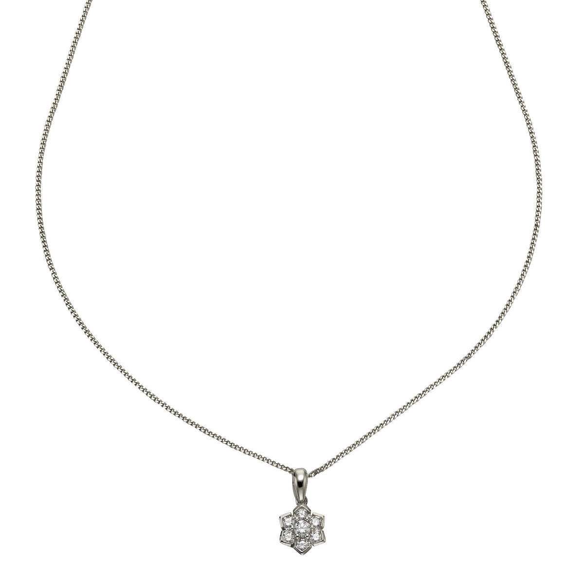 Halskette Panzerkette 925/- Sterling Silber rhodiniert 45cm Zirkonia