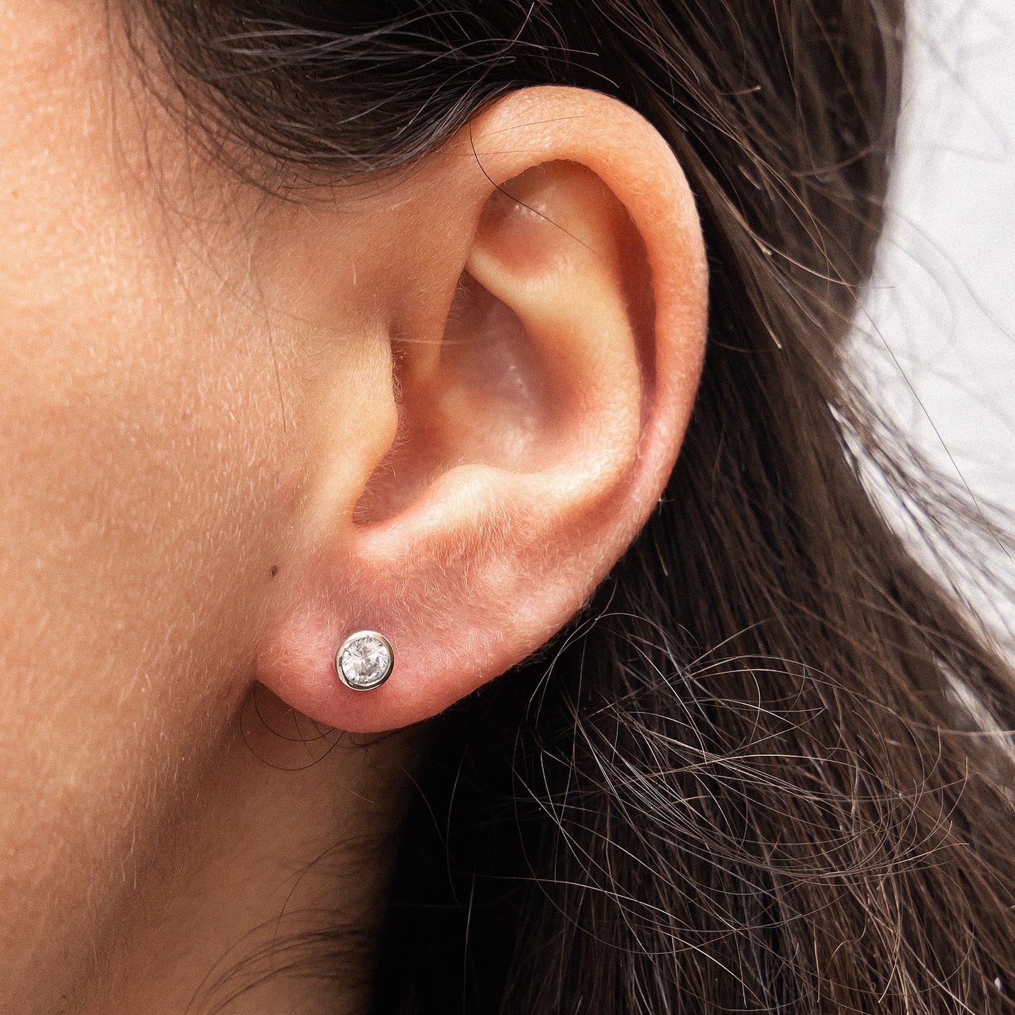 Ohrstecker 925/- Sterling Silber rhodiniert 0,5cm Zirkonia