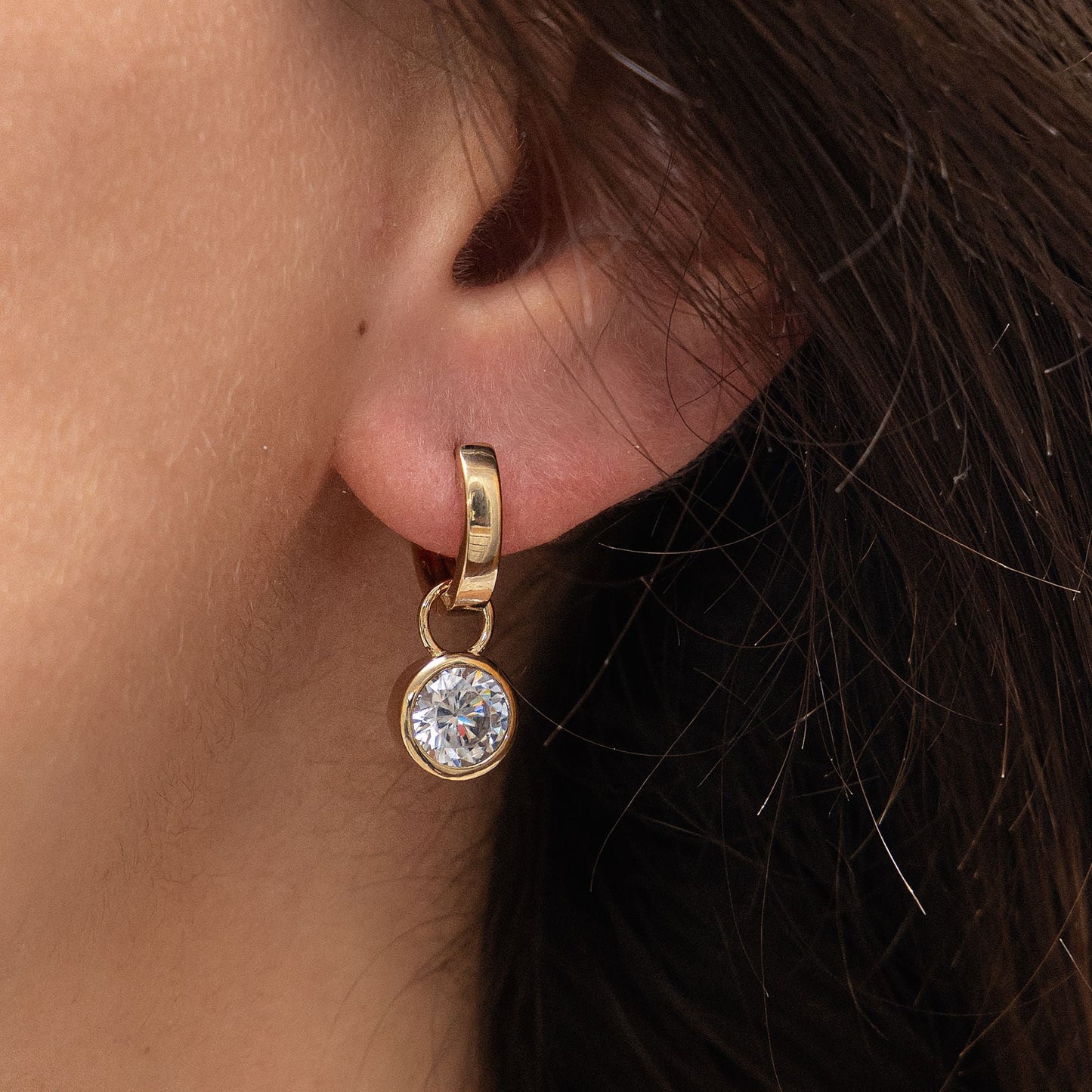 Ohrringe 925/- Sterling Silber vergoldet 1,4cm Zirkonia