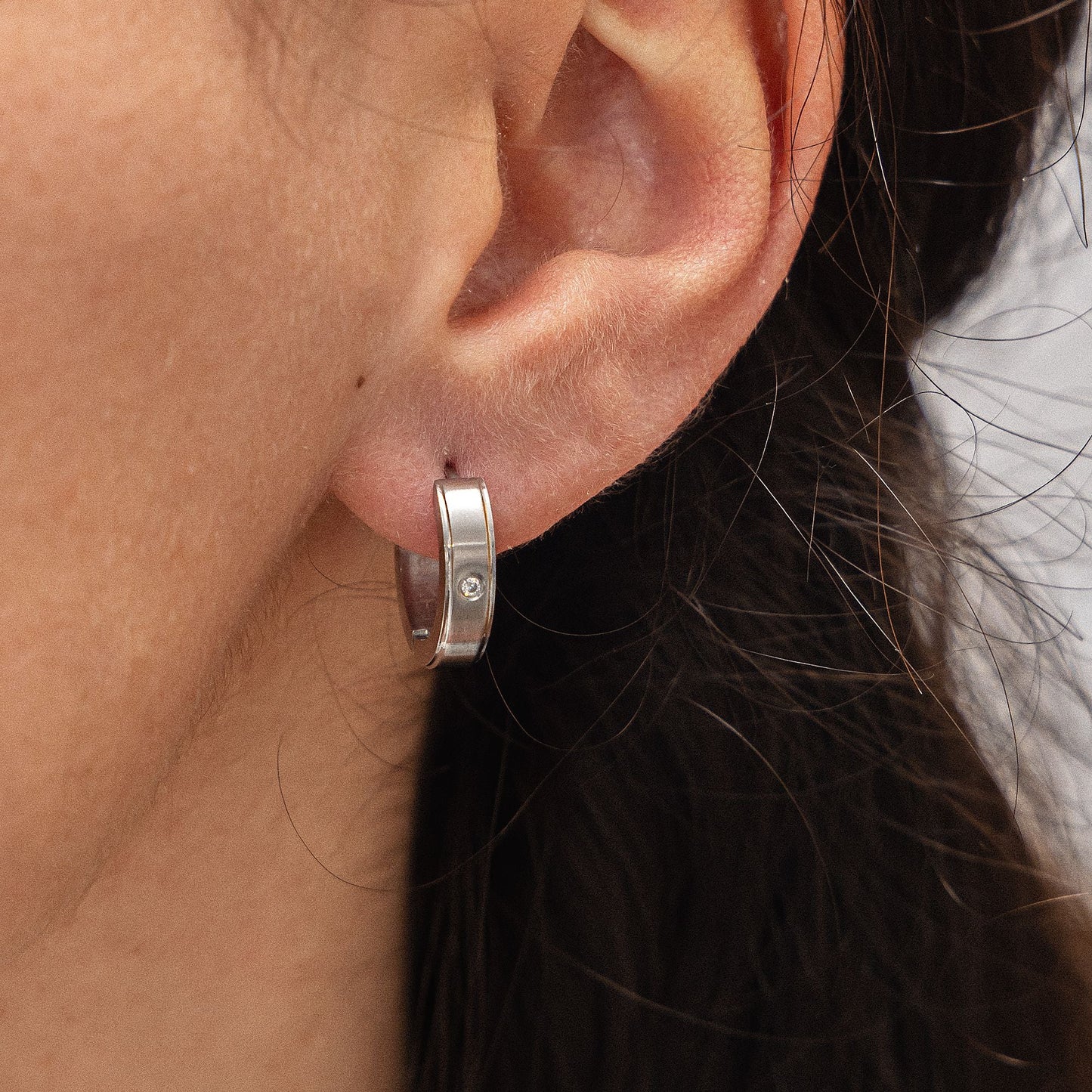 Ohrringe Edelstahl 1,6cm Zirkonia