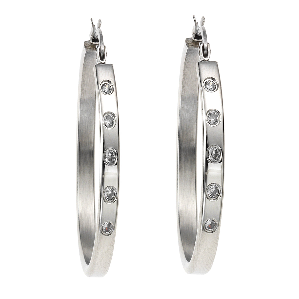 Ohrringe Edelstahl 3,5cm Zirkonia