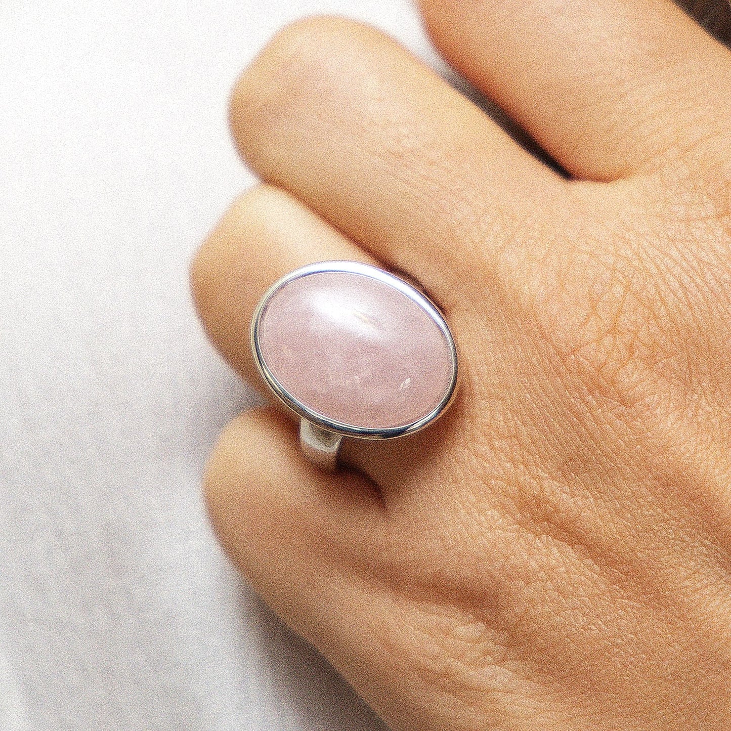Ring 925/- Sterling Silber rhodiniert Rosenquarz