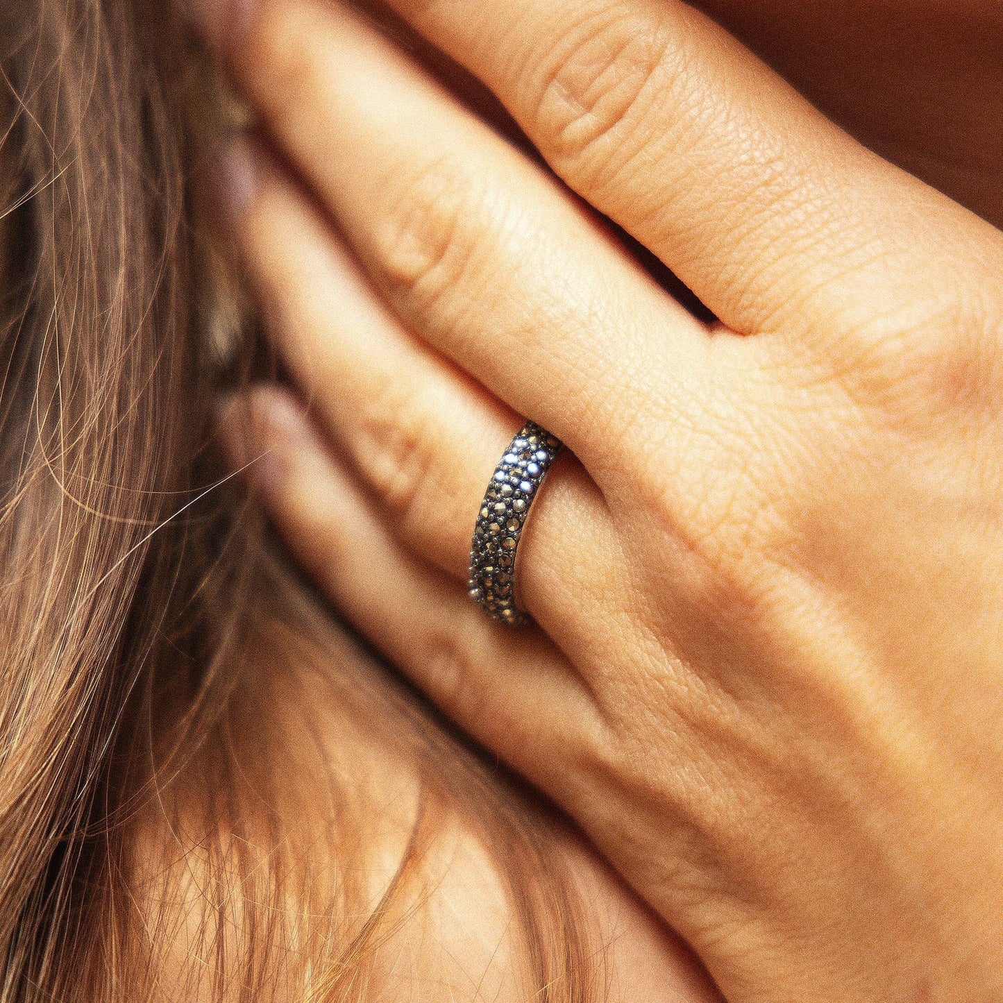 Ring 925/- Sterling Silber rhodiniert Markasit