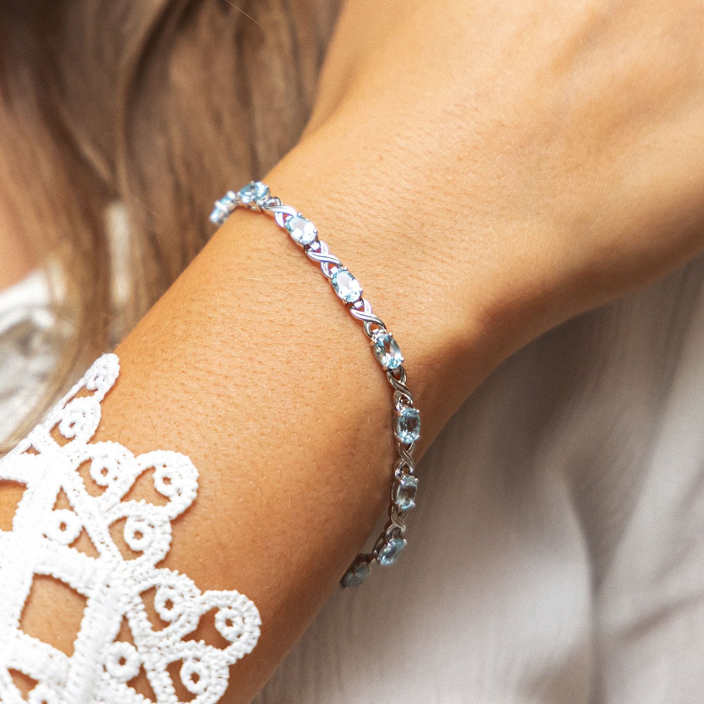 Armband keine / nicht relevant 925/- Sterling Silber rhodiniert 19cm Topas