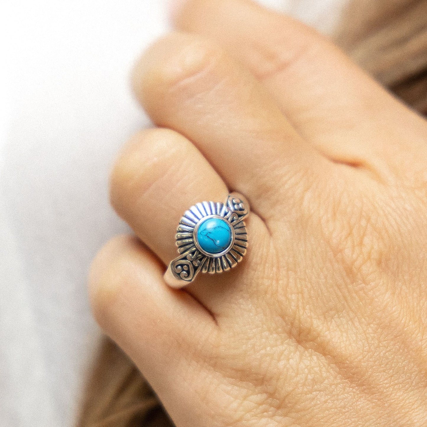 Ring 925/- Sterling Silber oxidiert Türkis