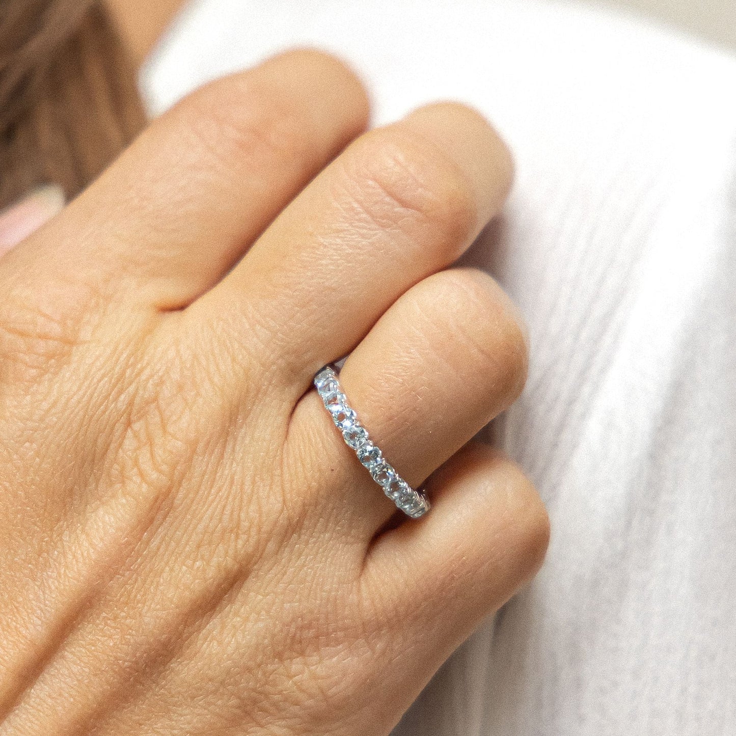 Ring 925/- Sterling Silber rhodiniert Blautopas beh.
