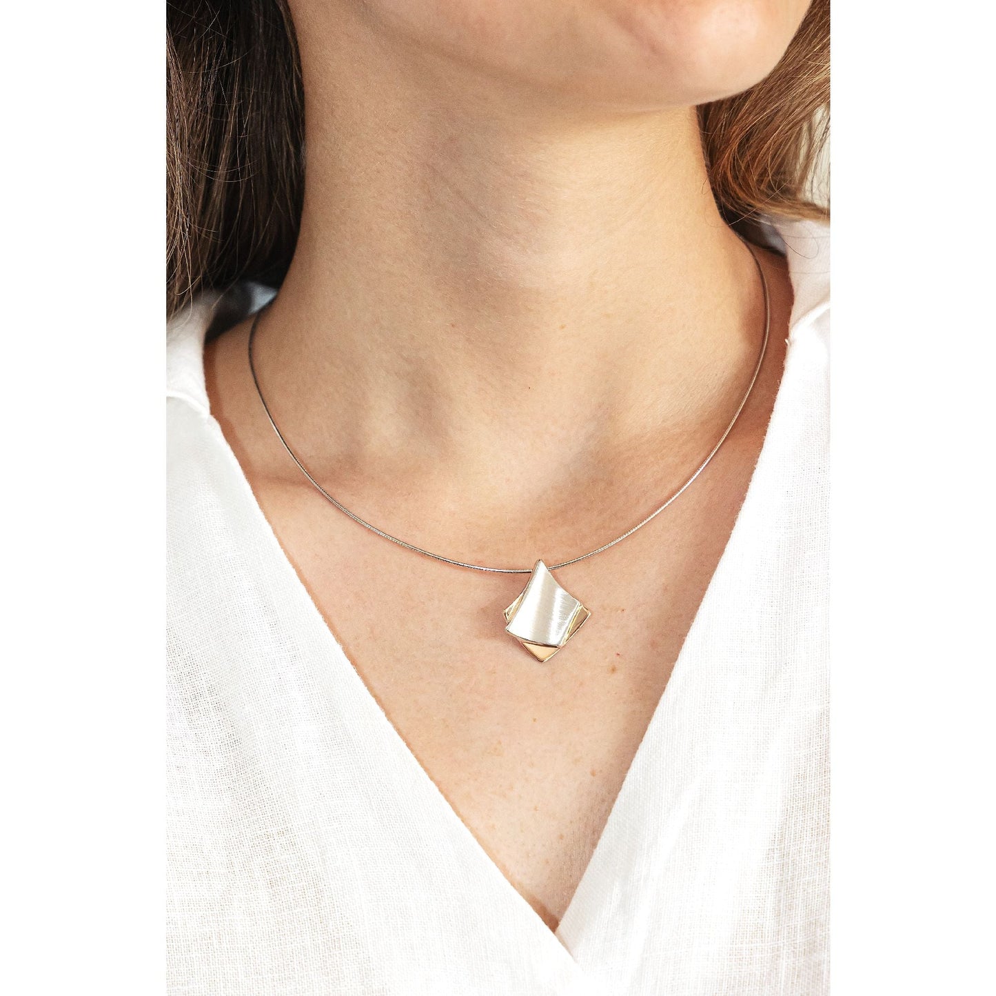 Halskette Omegareifen/Kette 925/- Sterling Silber rotvergoldet 42cm ohne Stein
