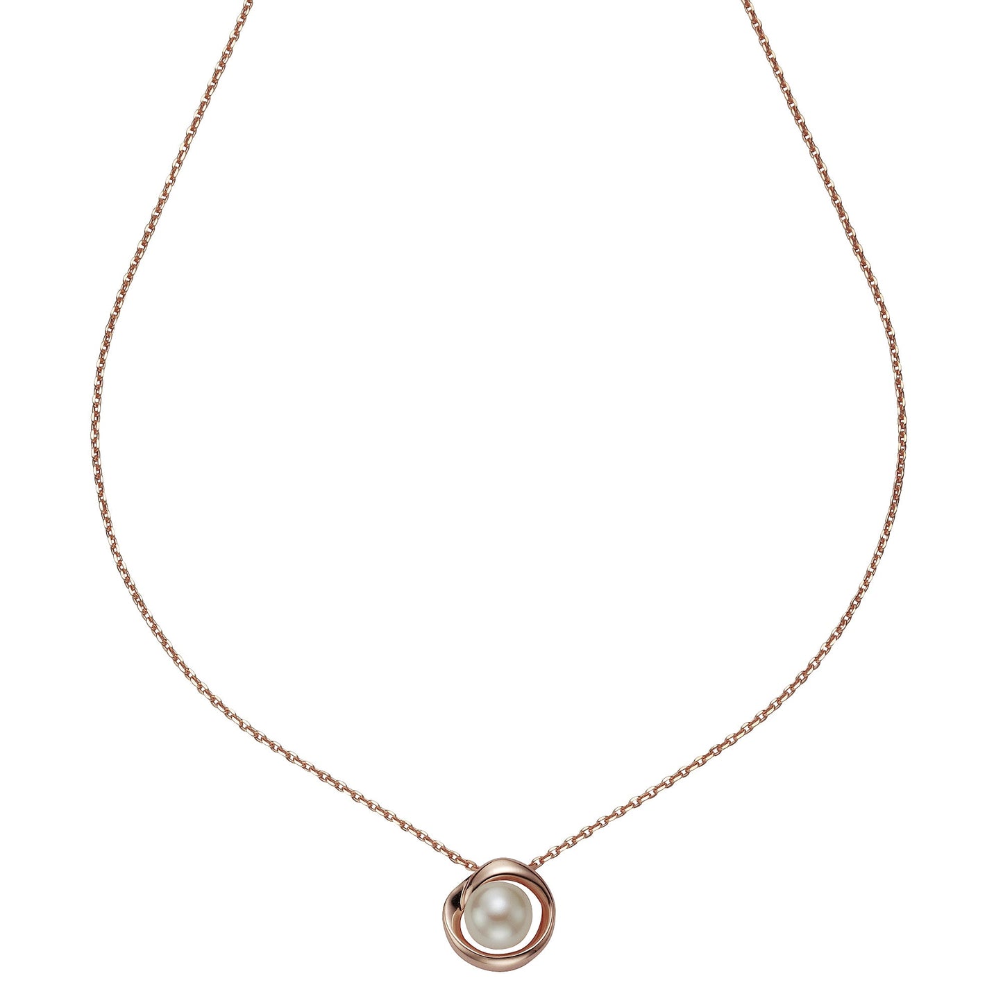 Anhänger mit Kette Ankerkette 925/- Sterling Silber rotvergoldet 46,0cm Süßwasserzuchtperle