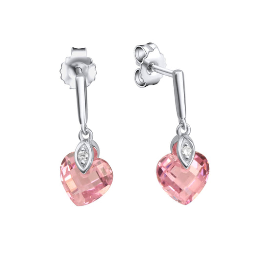 Zeeme for Kids - Kinder-Ohrringe Silber 925 rhodiniert Motiv Herz Zirkonia pink