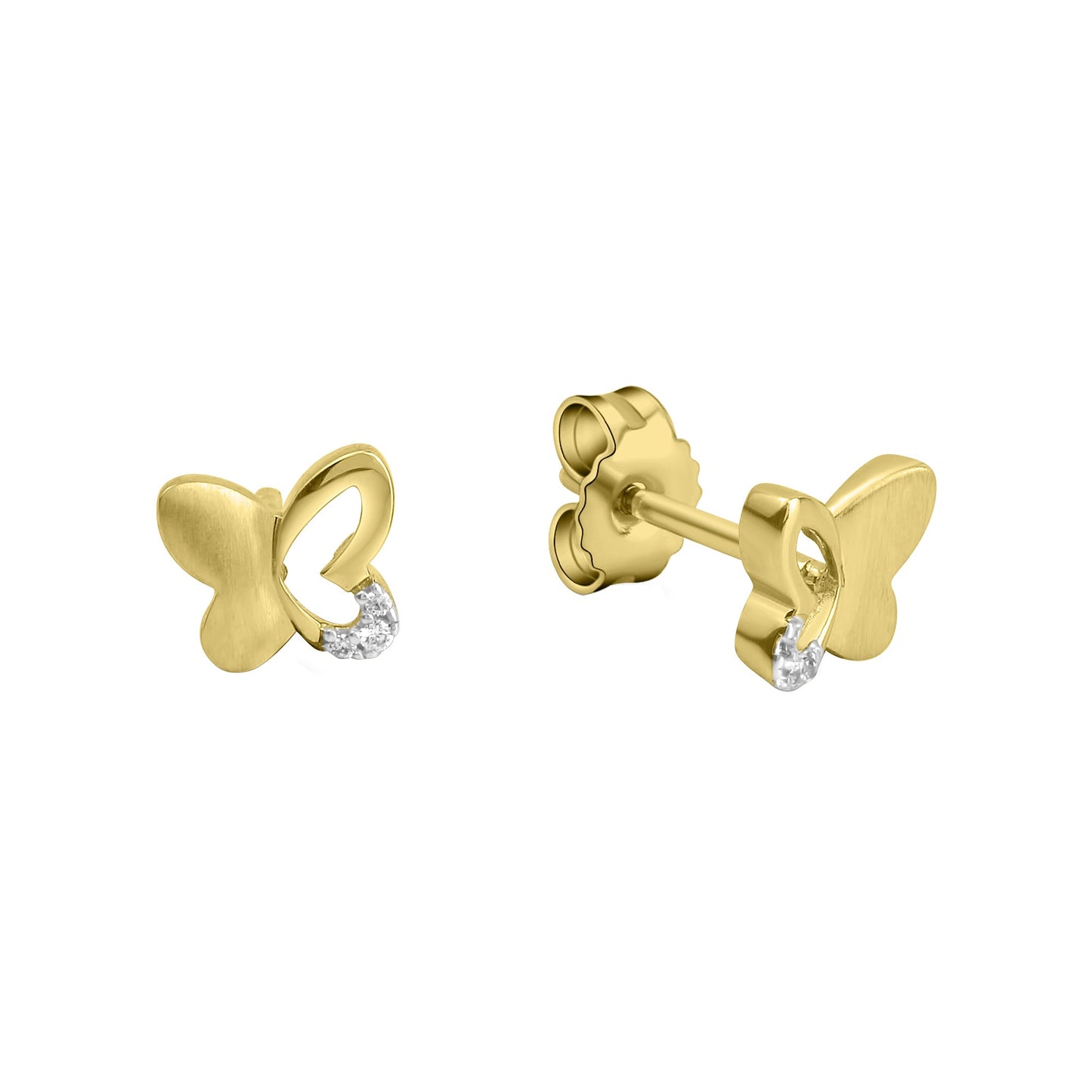 Ohrringe 333/- Gold rhodiniert (teil) 0,6cm Zirkonia