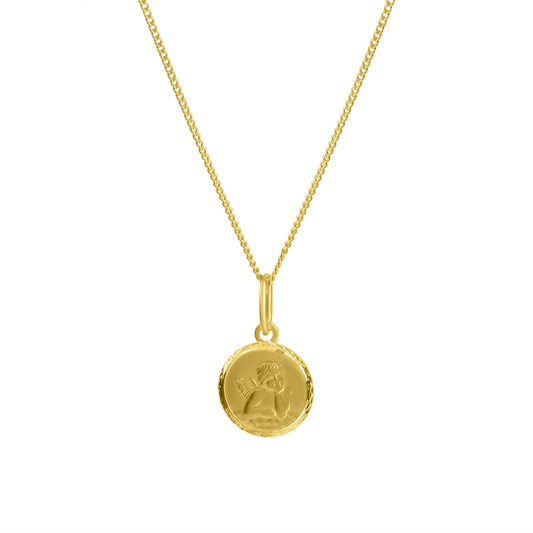 Zeeme for Kids - Kinder-Halskette 333 Gelbgold mit Engel-Motiv 36/38cm lang