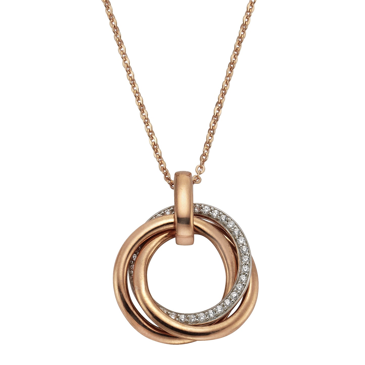 Halskette Ankerkette 925/- Sterling Silber rotvergoldet 45cm Zirkonia