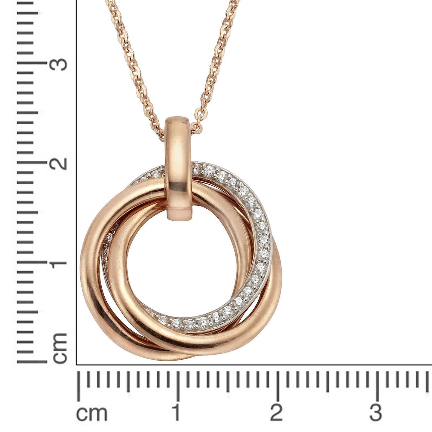Halskette Ankerkette 925/- Sterling Silber rotvergoldet 45cm Zirkonia