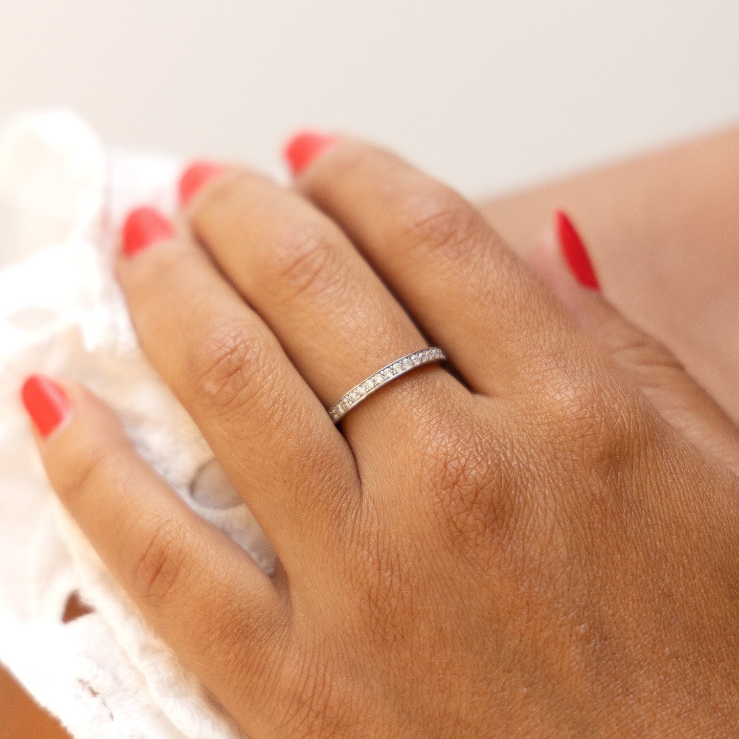 Ring 375/- Gold rhodiniert Zirkonia