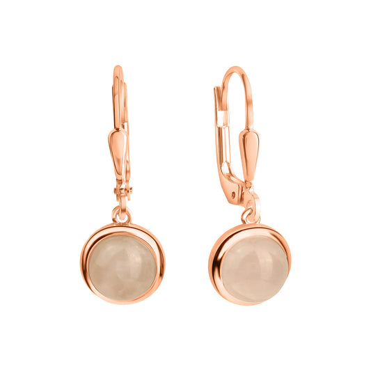 Zeeme Gemstones - Damen-Ohrringe aus 925 Sterling Silber rosé-vergoldet mit echtem Rosenquarz 27mm lang
