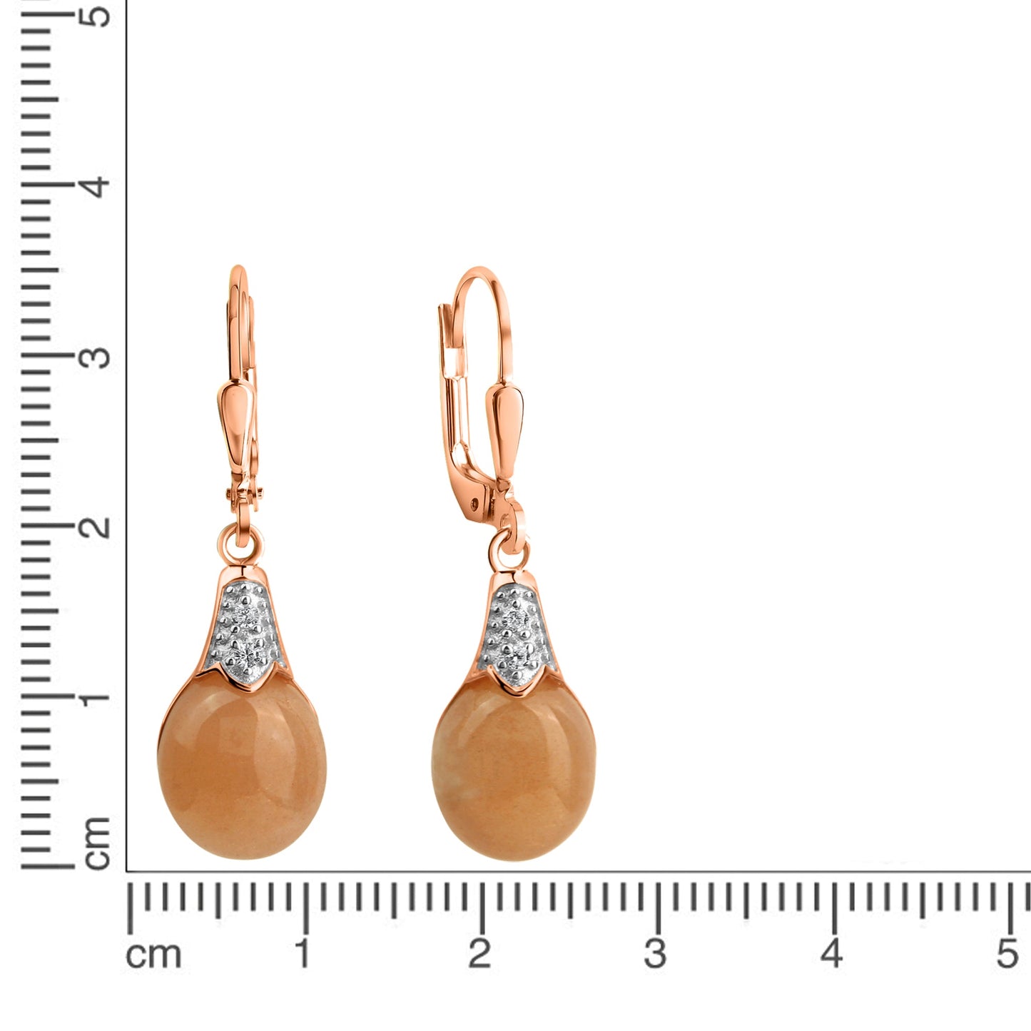 Ohrringe 925/- Sterling Silber rotvergoldet 3,7cm Mondstein