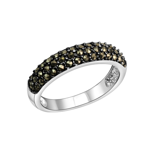 Zeeme Gemstones - Damen-Ring aus 925 Sterling Silber rhodiniert mit 43x echten Markasit-Steinen