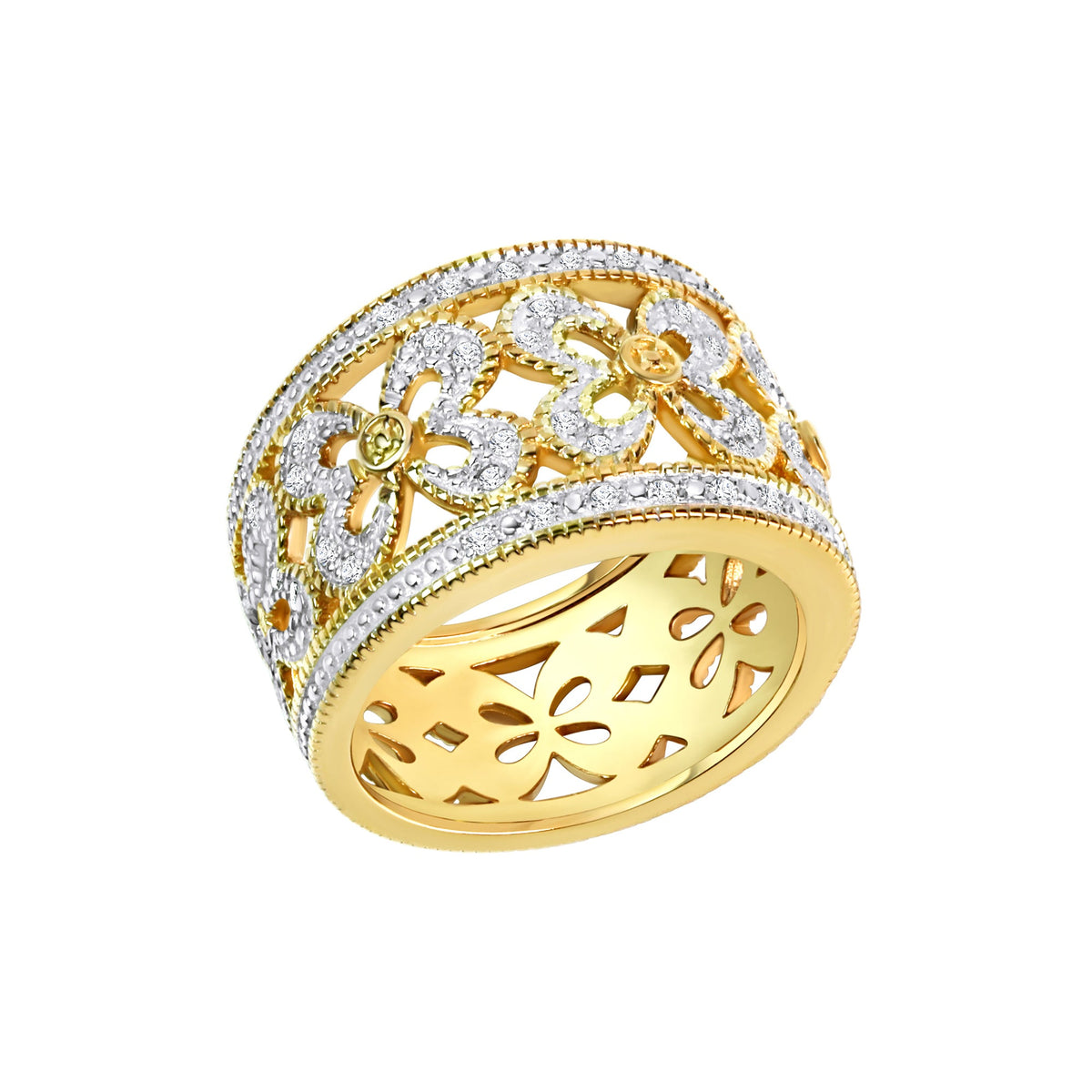 Diamonds by Ellen K. - Damen-Ring aus 925 Sterling Silber zweifarbig mit 40 natürlichen Diamanten zus. 0,20ct.