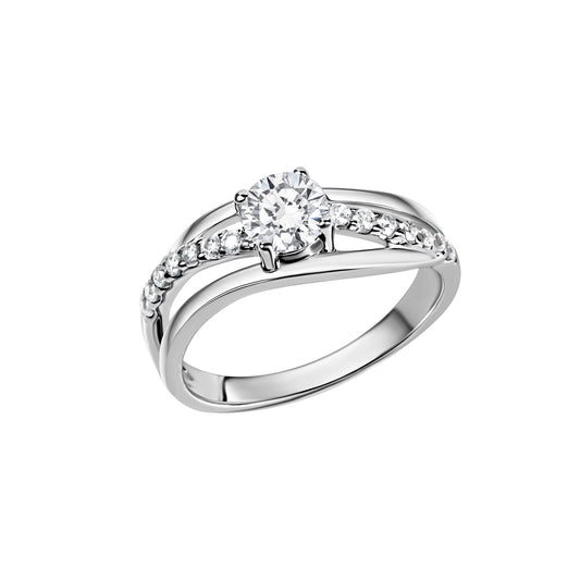 Zeeme Silver - Damen-Ring aus 925 Sterling Silber rhodiniert mit weißen Zirkonia-Steinen