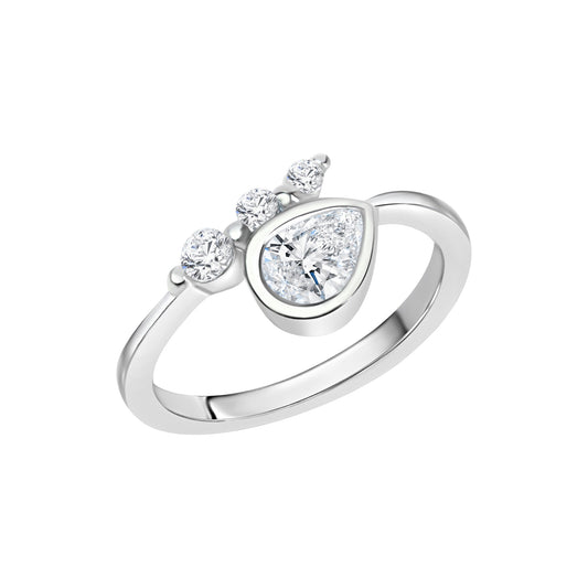 Zeeme Silver - Damen-Ring aus 925 Sterling Silber rhodiniert mit weißen Zirkonia-Steinen