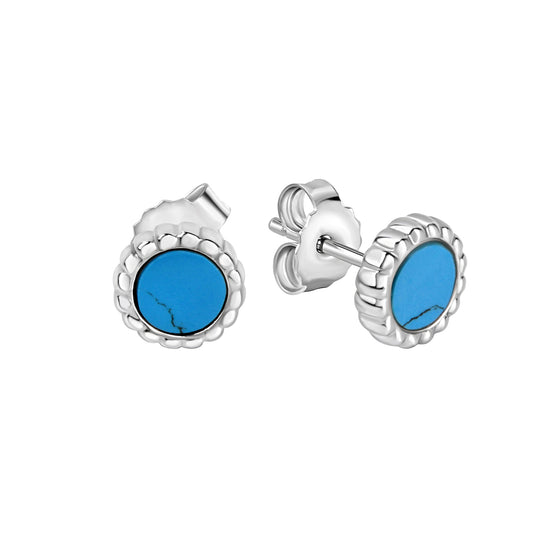 Zeeme Basic - Damen-Ohrringe aus 925 Sterling Silber rhodiniert mit 2 syn. Türkis-Steinen