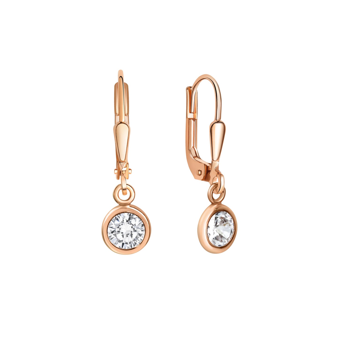 Ohrringe 925/- Sterling Silber rotvergoldet 2,5cm Zirkonia