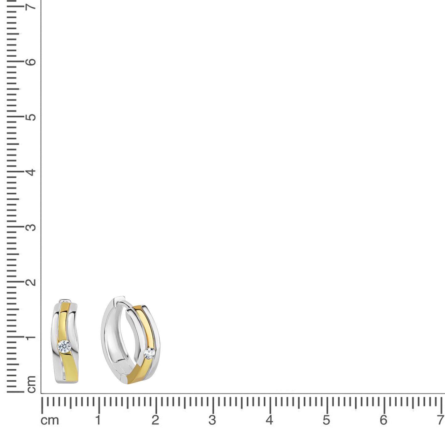 Ohrringe 925/- Sterling Silber vergoldet (teil) 1,5cm Zirkonia