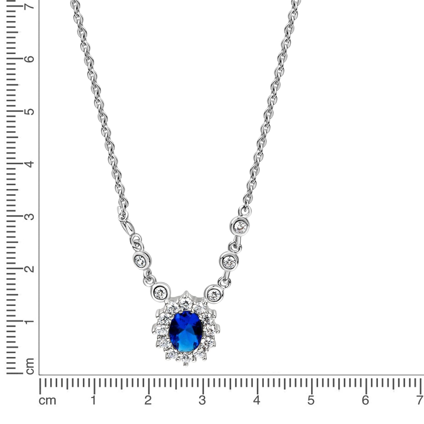 Halskette Ankerkette 925/- Sterling Silber rhodiniert 45,0cm Glasstein