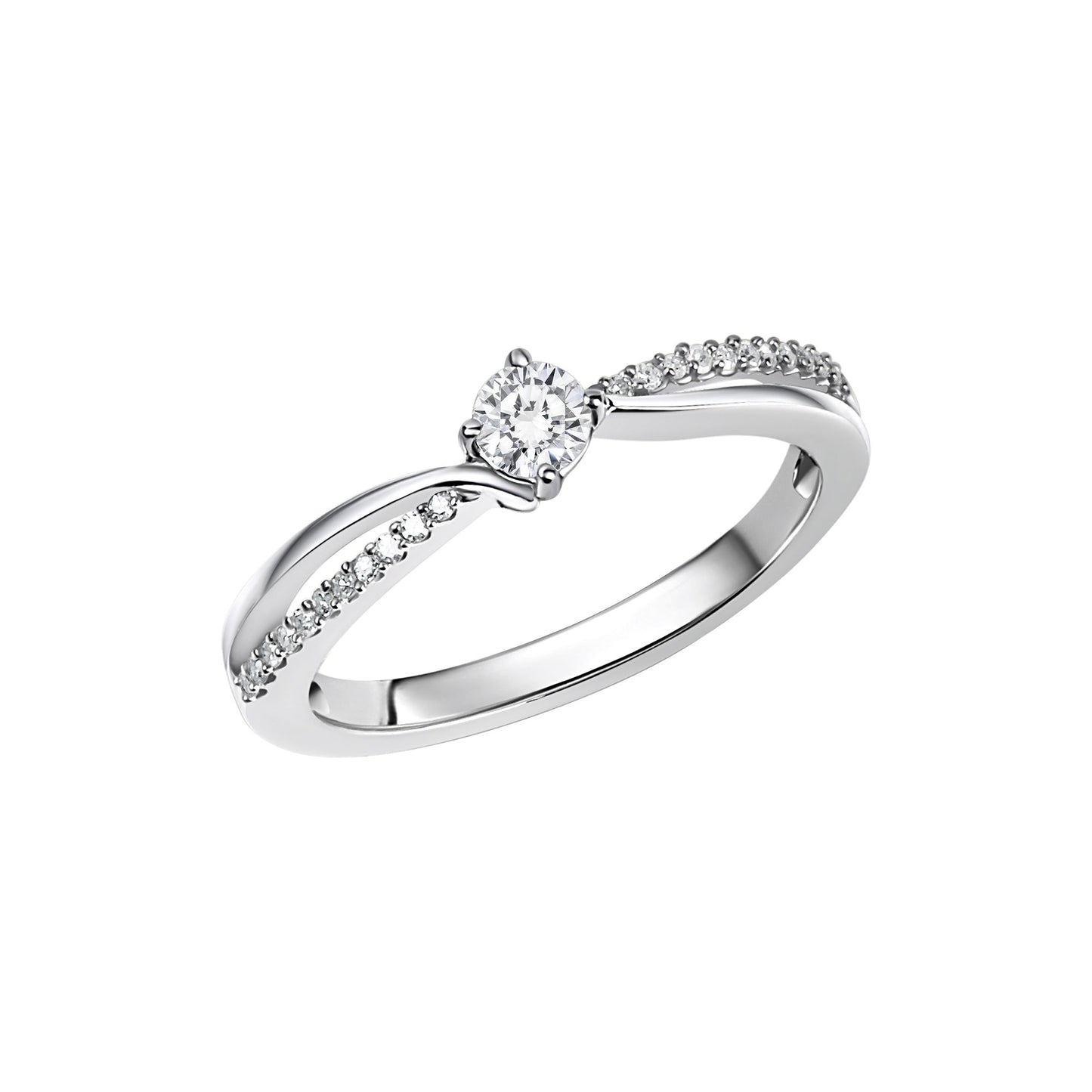 Ring 585/- Gold rhodiniert Brillant 0,25ct.