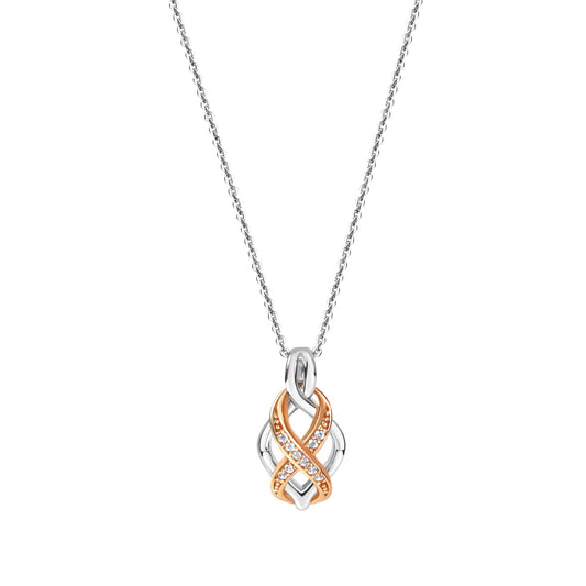 Zeeme Silver - Damen-Halskette aus 925 Sterling Silber zweifarbig 42+5cm lang mit Unendlichkeits-Motiv und Zirkonia weiß