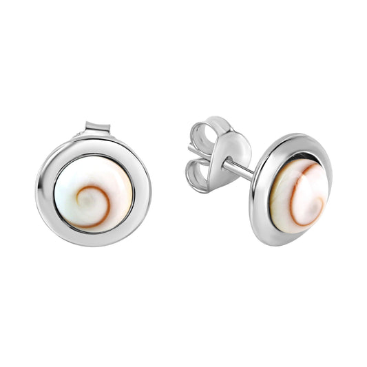 Zeeme Pearls - Damen-Ohrstecker aus 925 Sterling Silber rhodiniert mit weißer Muschel